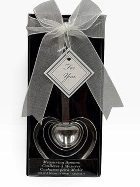 Heart Shaped Stainless Steel Measuring Spoons Set of 4 Kate Aspen NIP